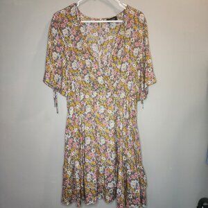 GiGio Dress Prairie Free Spirited Boho Women's Size L Flowy Floral Garden Midi